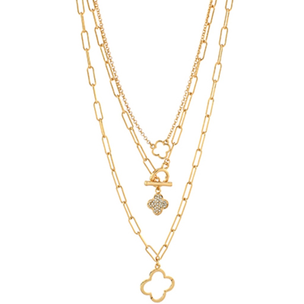 3 Layered Clover Pendant Necklace